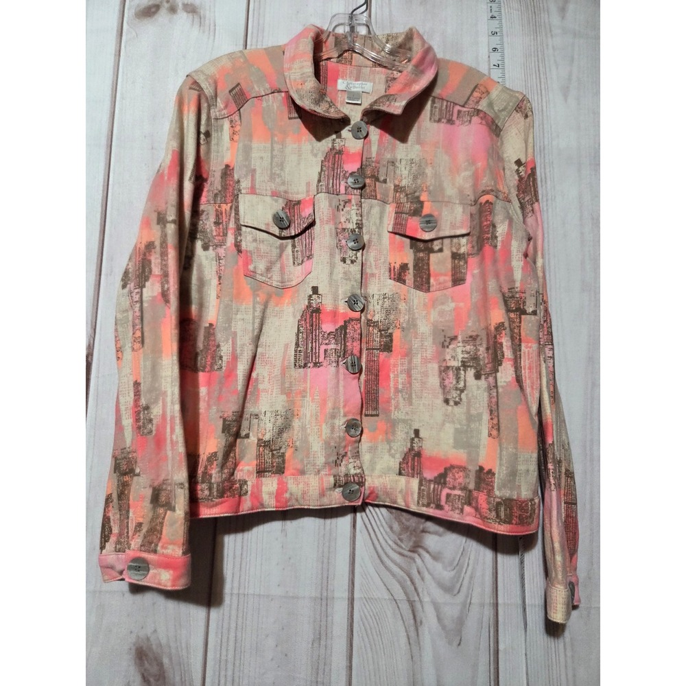 Christopher & Banks Ladies Large Art to Wear Jacket Buildings‎
